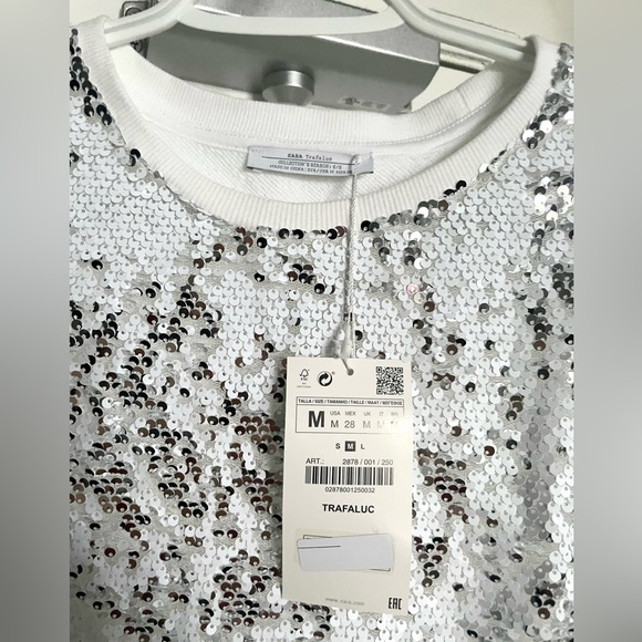 Zara white and silver sequin dress size M - Picture 5 of 6